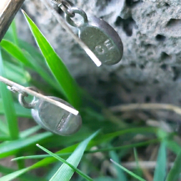 Vtg Genuine Lapis Opal Mosaic Silver Drop Earrings - Picture 16 of 16